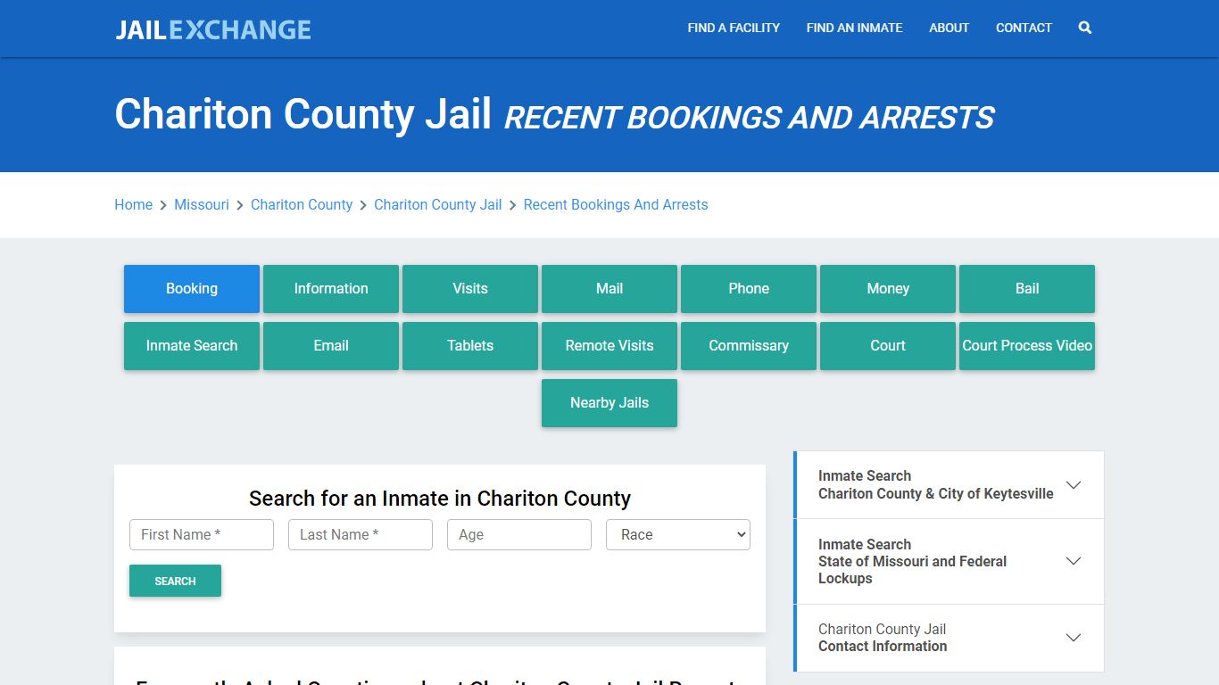 Chariton County Jail Recent Bookings And Arrests - Jail Exchange