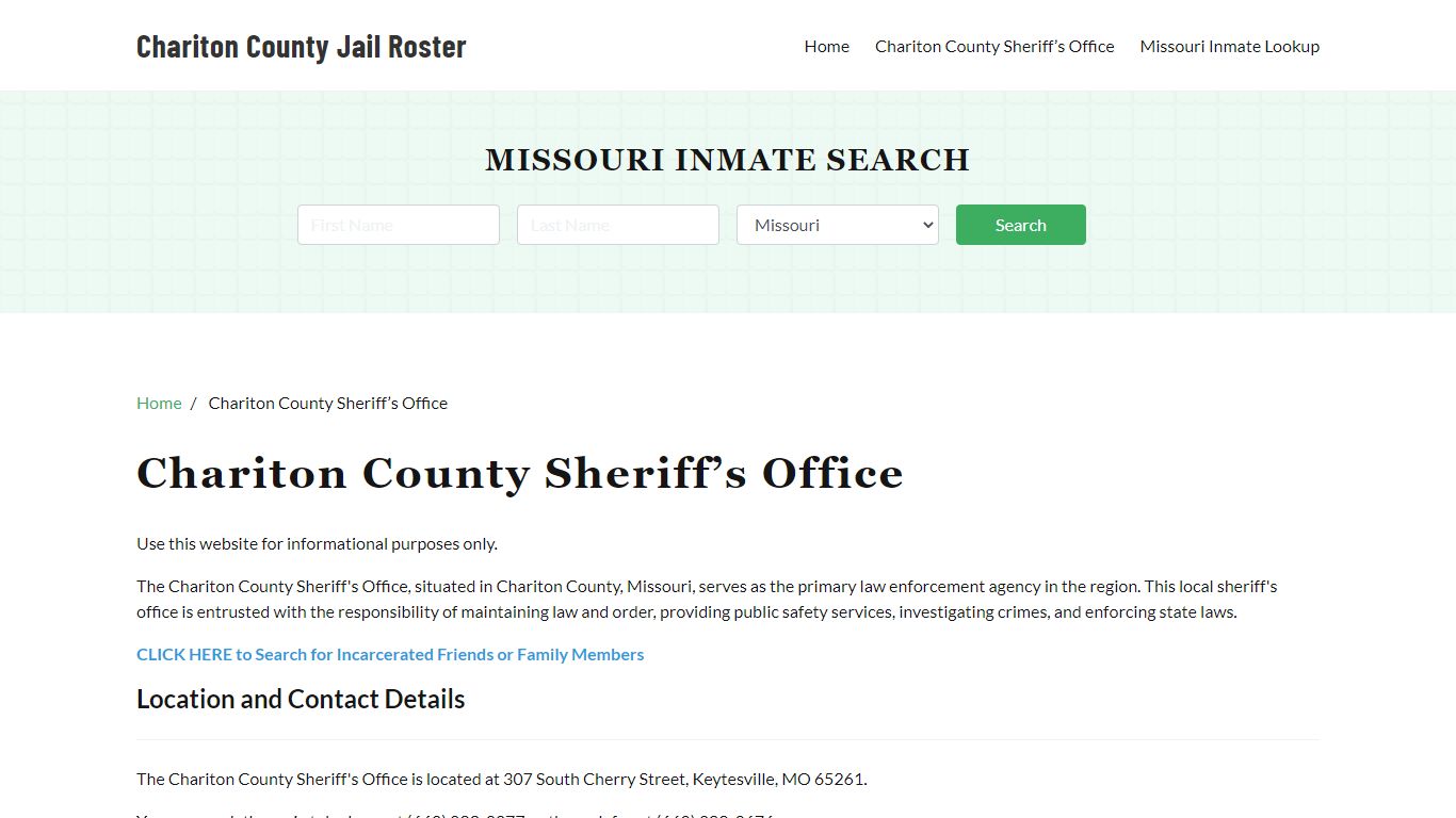 Chariton County Sheriff Office, MO, Arrest Warrants Search